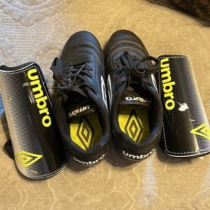 Boys Soccer Cleats size 3 with Shin Guards